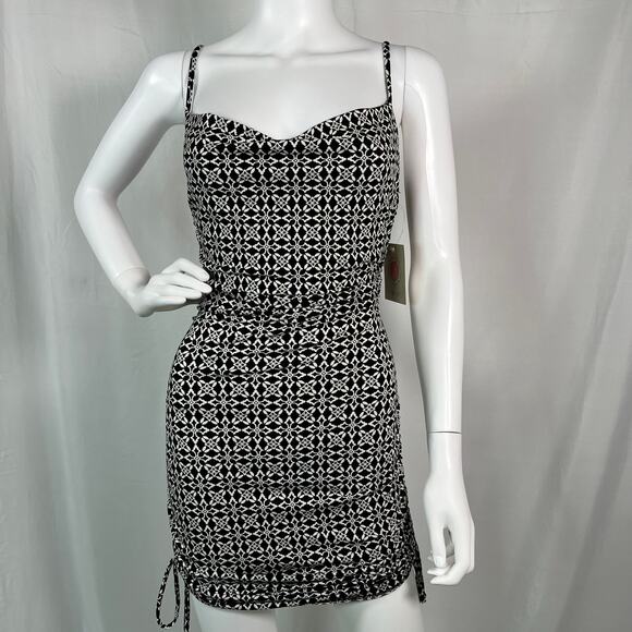 Timing Black and White Pattern Mini Bodycon Dress Medium - Picture 1 of 7